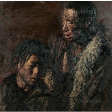 150の主題の芸術作品 Painting - 父と息子 中国人 チェン・イーフェイ